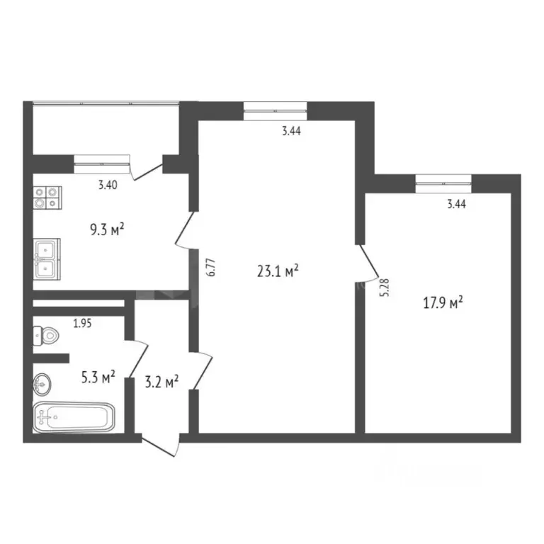 2-к кв. Тюменская область, Тюмень ул. Федюнинского, 58 (58.8 м) - Фото 0