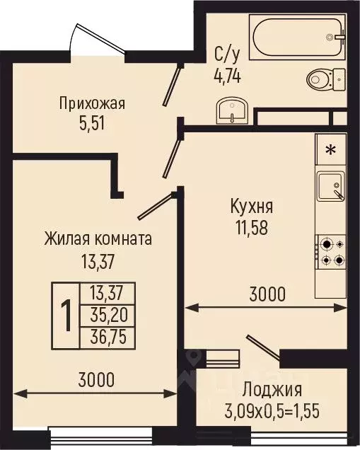 1-к кв. Краснодарский край, Туапсинский муниципальный округ, с. Небуг ... - Фото 1