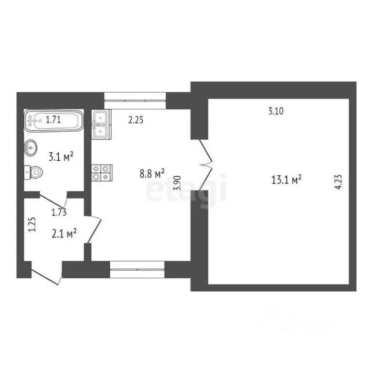 1-к кв. Крым, Симферополь ул. Училищная (27.1 м) - Фото 0
