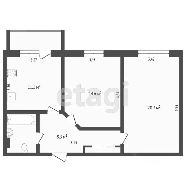 2-к кв. Омская область, Омск ул. Кирова, 4 (83.9 м) - Фото 1