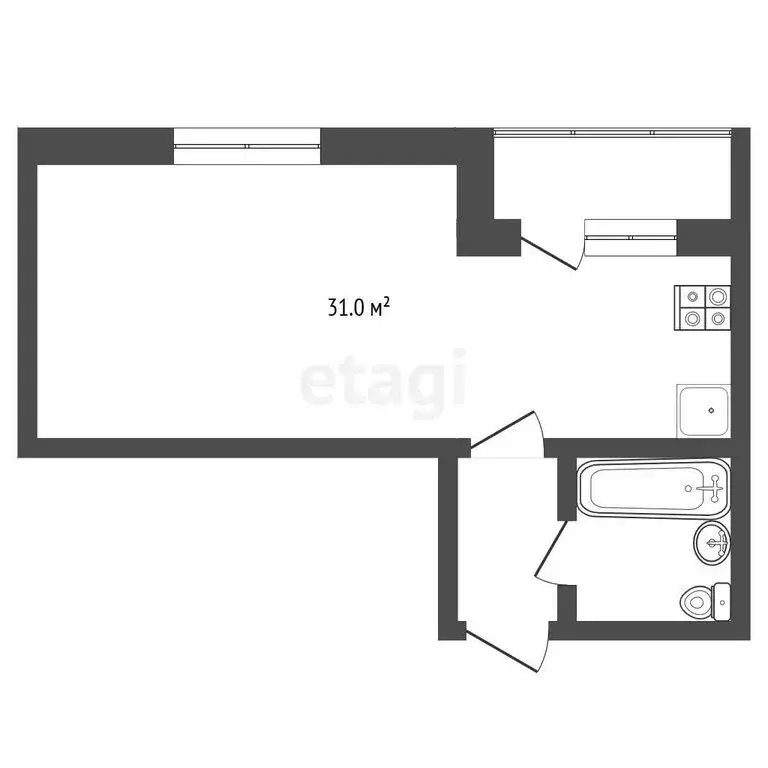Квартира-студия: Ярославль, Брагинская улица, 18к4 (31 м) - Фото 0