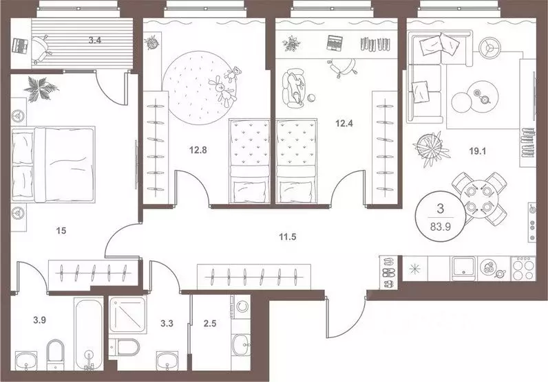 3-к кв. Пензенская область, Пенза Арбеково жилрайон, Дальнее Арбеково ... - Фото 1