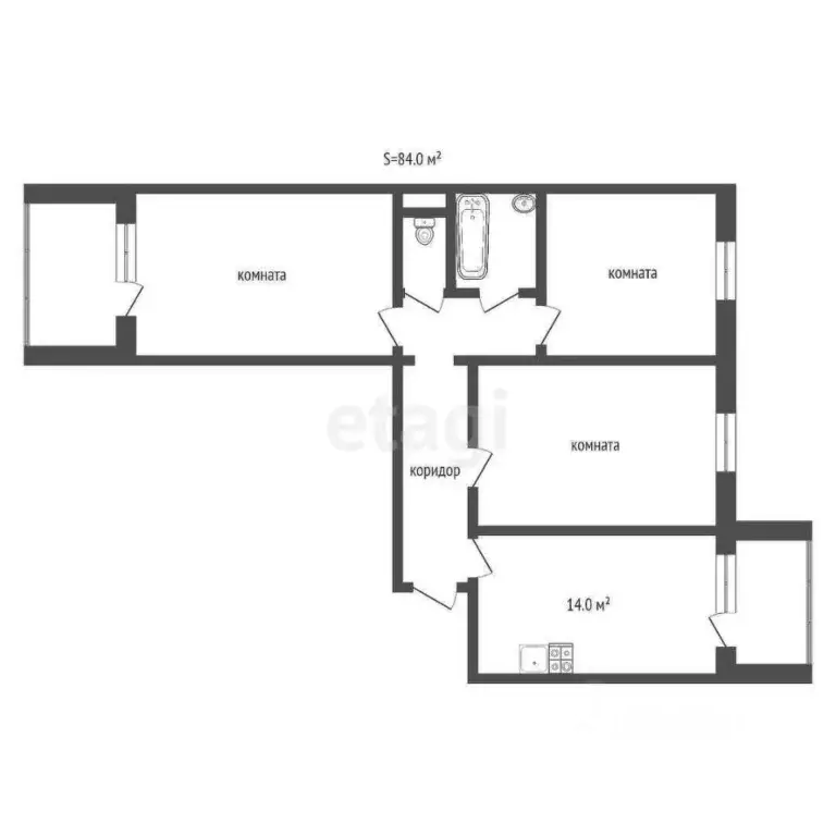 3-к кв. Ростовская область, Ростов-на-Дону Воронежская ул., 2А (86.0 ... - Фото 2