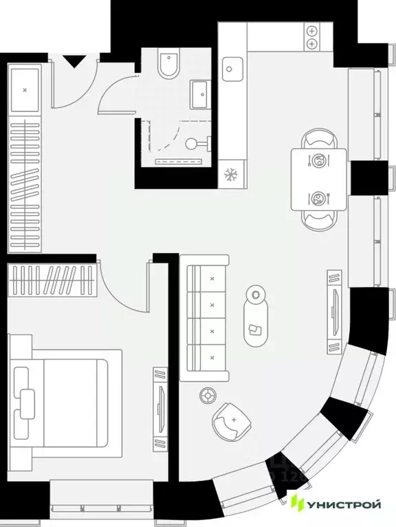 1-к кв. Татарстан, Казань Родины мкр,  (43.79 м) - Фото 0