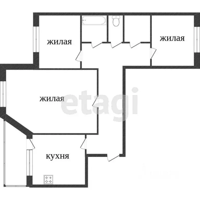 3-к кв. Ханты-Мансийский АО, Сургут ул. Энергетиков, 1 (70.4 м) - Фото 1
