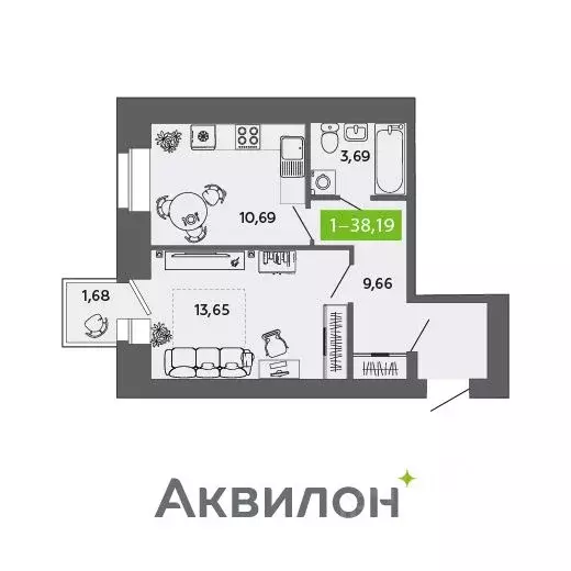1-к кв. Архангельская область, Северодвинск ул. Ломоносова, 79 (38.19 ... - Фото 0