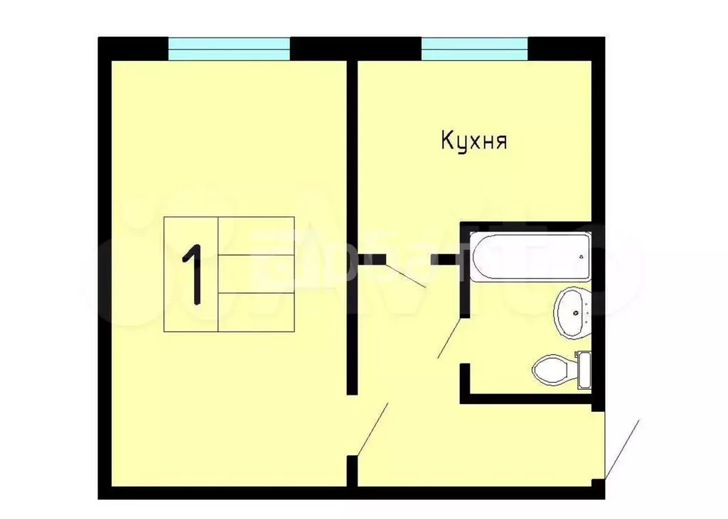 1-к. квартира, 29,8 м, 3/5 эт. - Фото 0