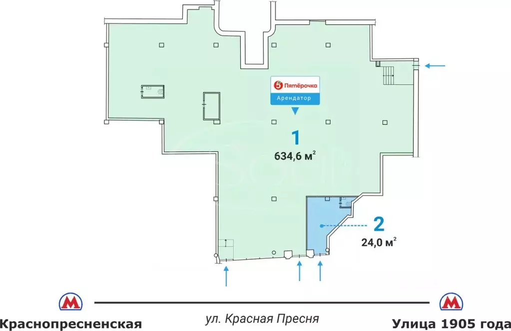 Торговая площадь в Москва ул. Красная Пресня, 23кБс1 (24 м) - Фото 2