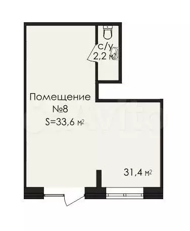 Помещение свободного назначения 33.6м2 - Фото 0