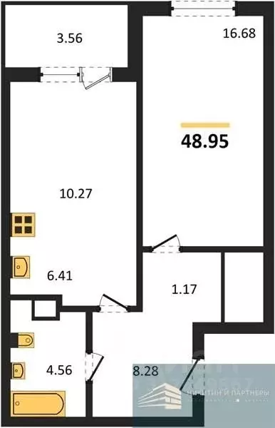 1-к кв. Воронежская область, Воронеж ул. Ломоносова, 116/2 (49.0 м) - Фото 0