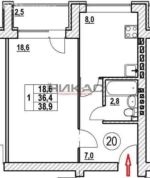 1-комнатная квартира: посёлок Красный Бор, Сосновый проезд, 5 (37.7 м) - Фото 1