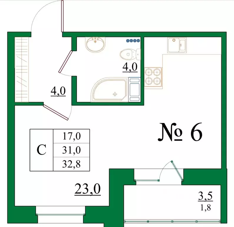 Студия Ленинградская область, Гатчина Красносельское ш., 4Ак1 (32.8 м) - Фото 1