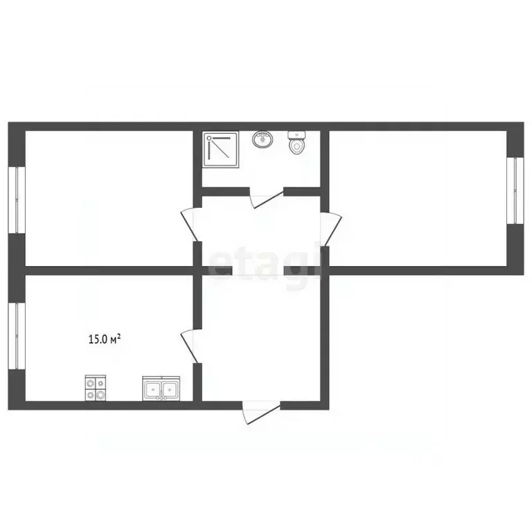 2-к кв. Ставропольский край, Пятигорск ул. Фрунзе (60.0 м) - Фото 2