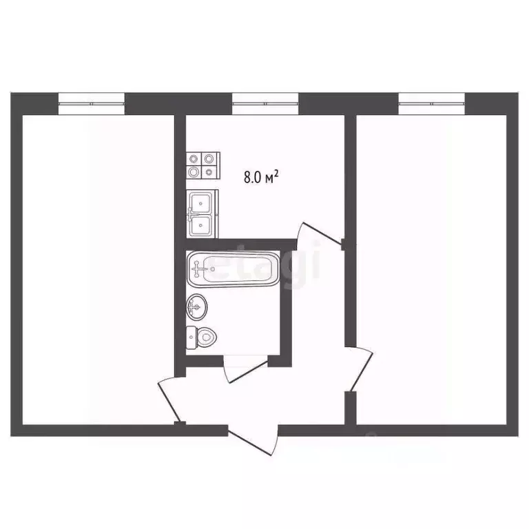 2-к кв. Нижегородская область, Выкса ул. Красные зори, 44 (51.1 м) - Фото 1