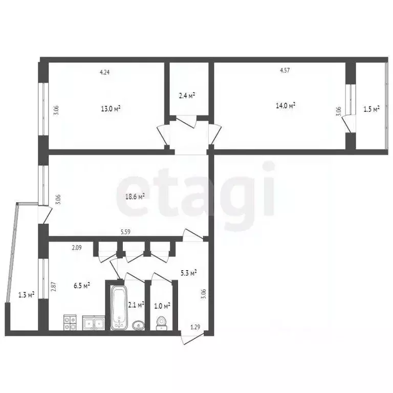 3-к кв. Мордовия, Саранск ул. Воинова, 30 (64.0 м) - Фото 2