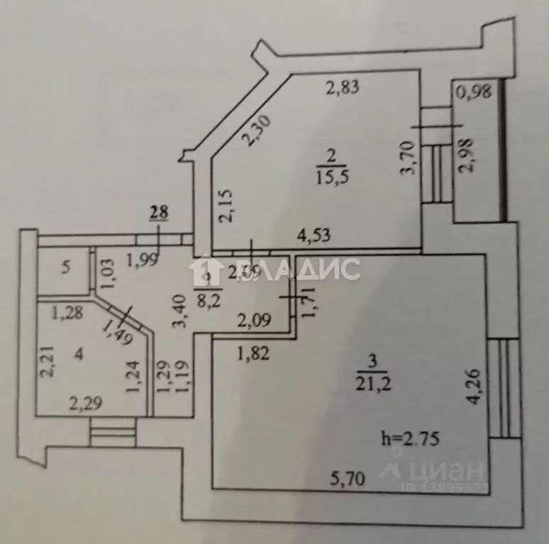 1-к кв. Липецкая область, Липецк Октябрьская ул., 30 (50.6 м) - Фото 2