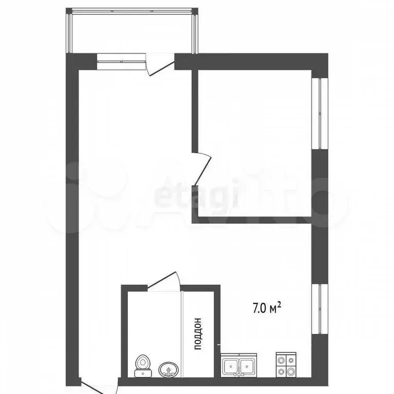 2-к. квартира, 43,5 м, 1/3 эт. - Фото 0