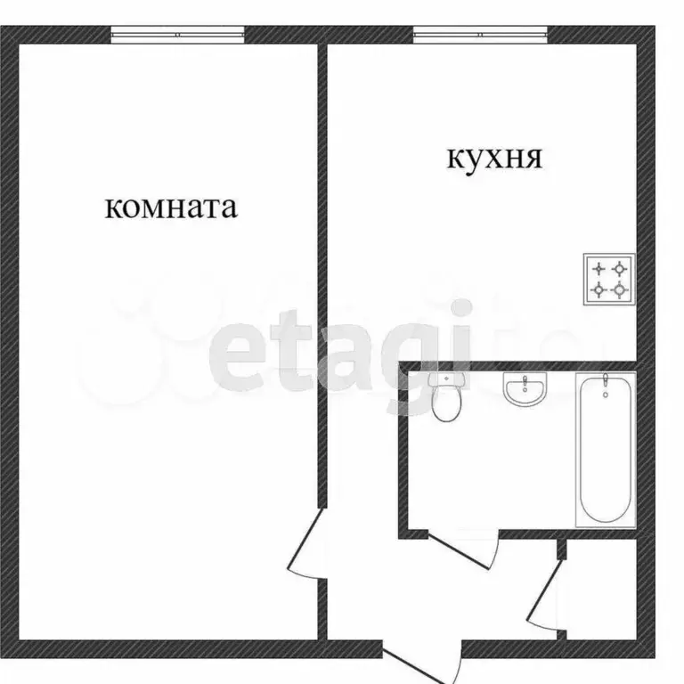 1-к. квартира, 29,2 м, 6/9 эт. - Фото 0