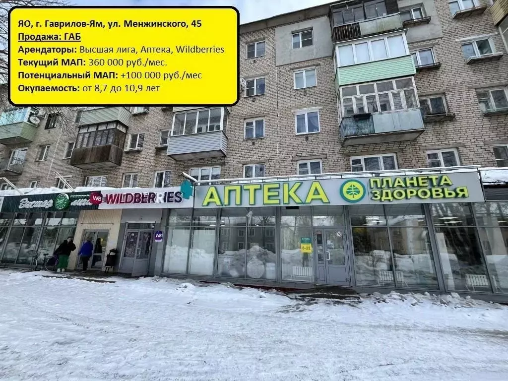 Торговая площадь в Ярославская область, Гаврилов-Ям ул. Менжинского, ... - Фото 1