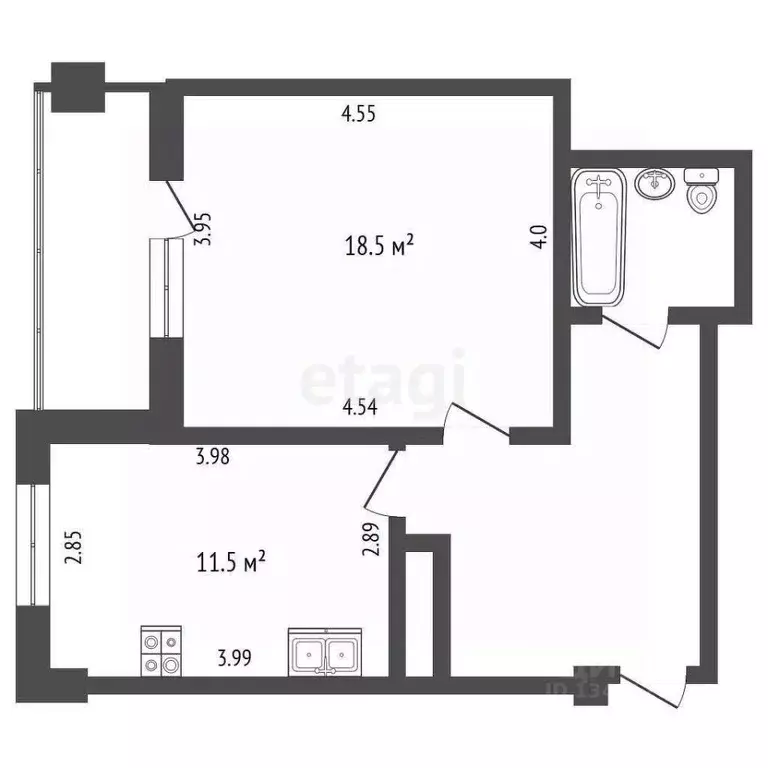 1-к кв. Белгородская область, Белгород ул. Буденного, 17г (48.0 м) - Фото 1