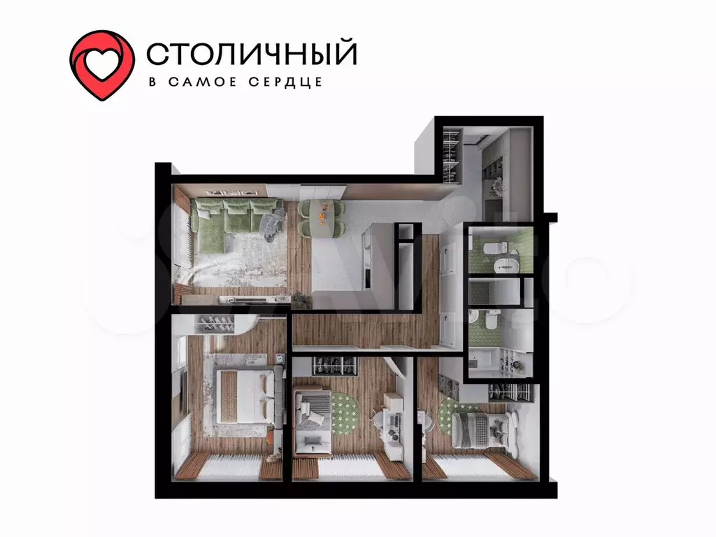 4-к. квартира, 82,7 м, 11/25 эт. - Фото 1