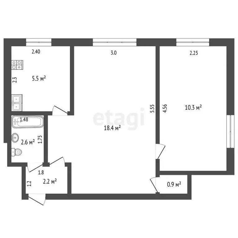 2-комнатная квартира: Бирск, Советская улица, 40А (39.9 м) - Фото 0