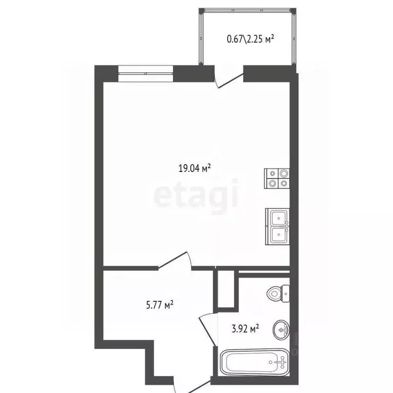 Студия Санкт-Петербург Коломяжский просп., 13к2 (28.73 м) - Фото 2