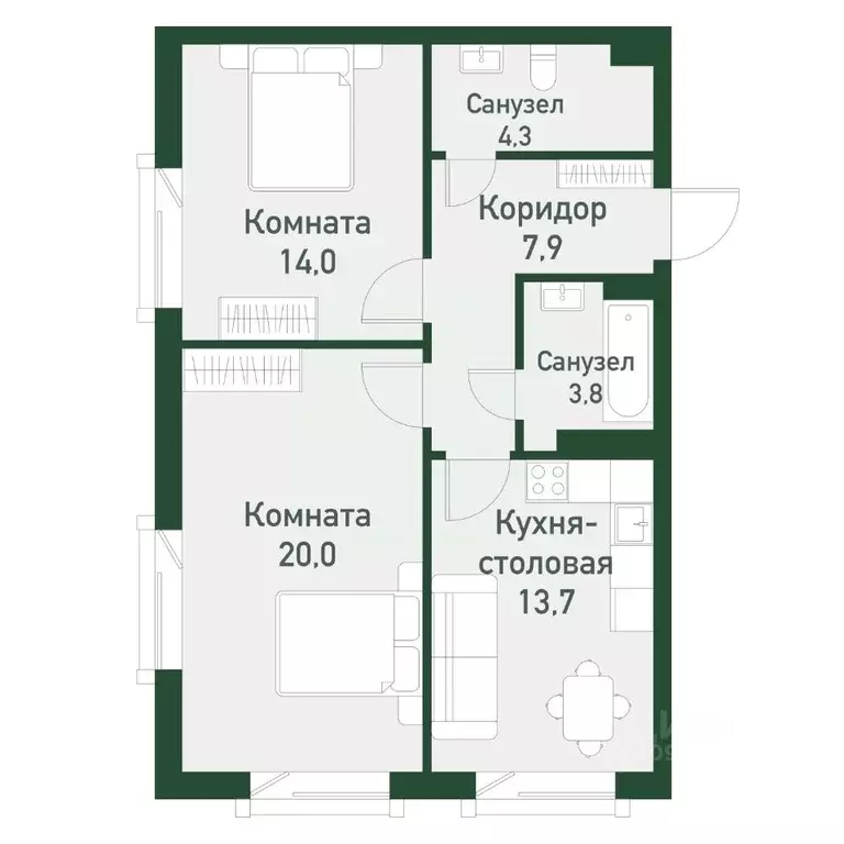 2-к кв. Челябинская область, Челябинский городской округ, пос. ... - Фото 1