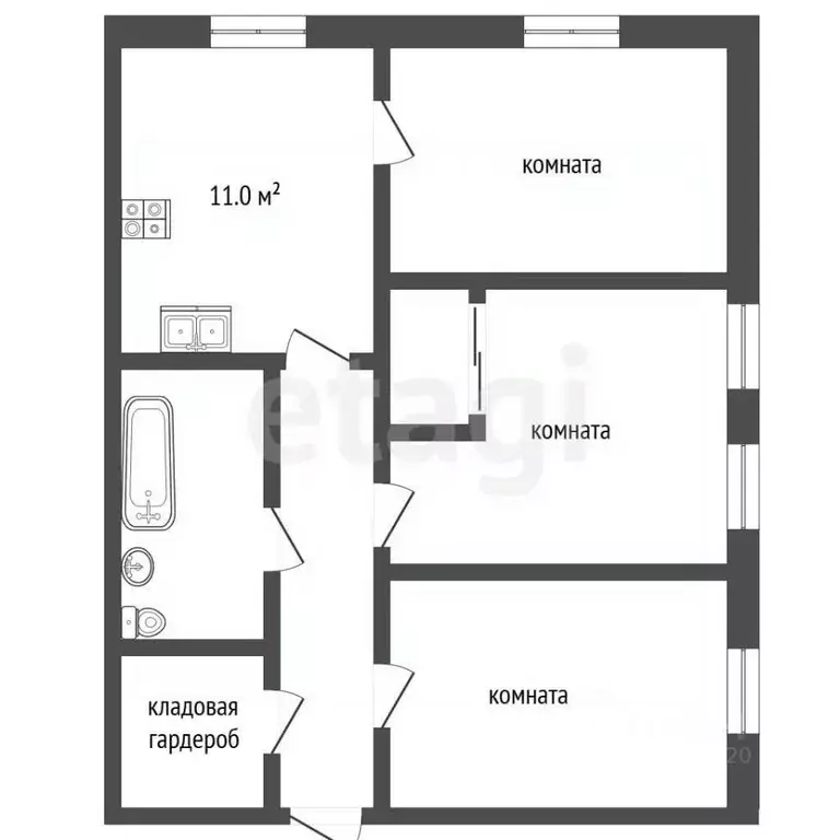 3-к кв. Свердловская область, Асбест Уральская ул., 12 (53.2 м) - Фото 1