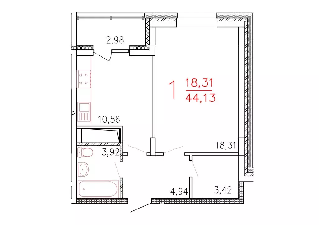 1-комнатная квартира: Тверь, Планерная улица, 8 (44.1 м) - Фото 1
