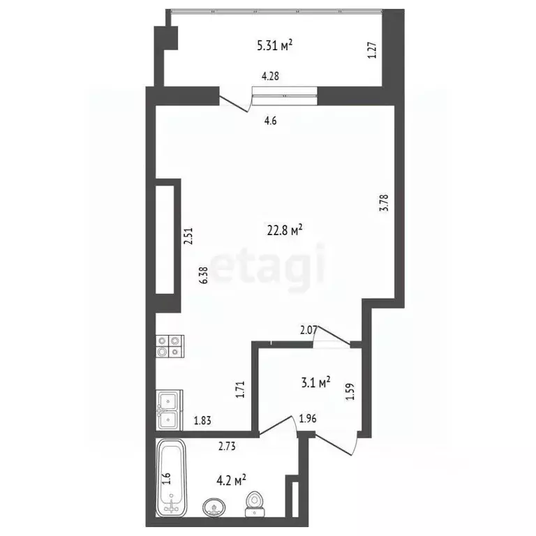 1-к кв. Саха (Якутия), Якутск 203-й мкр, 26 (30.1 м) - Фото 2