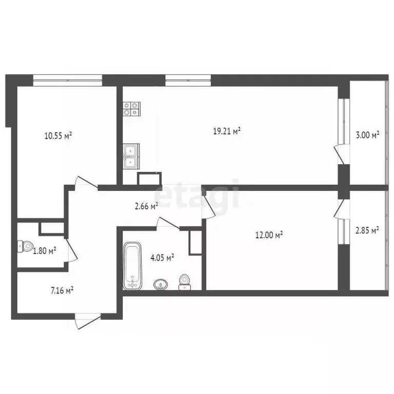 2-к кв. Тюменская область, Тюмень ул. Анатолия Клиндюка, 4к1 (56.7 м) - Фото 1