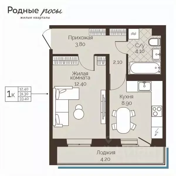 1-к кв. Пермский край, Пермский муниципальный округ, с. Фролы Родные ... - Фото 1