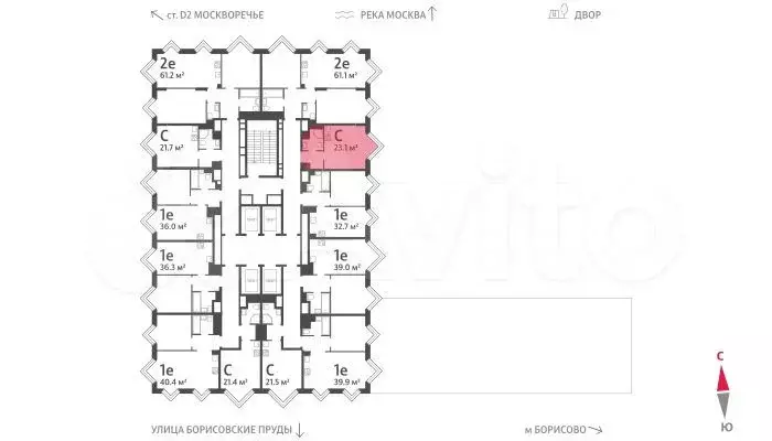 Квартира-студия, 23,1м, 23/30эт. - Фото 1