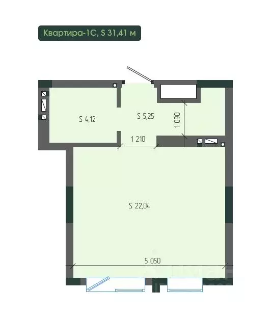 1-к кв. Кемеровская область, Новокузнецк просп. Курако, 32 (31.41 м) - Фото 0