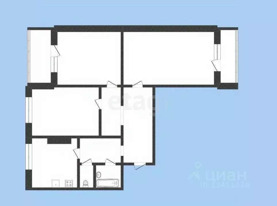 3-к кв. Белгородская область, Белгород ул. 5 Августа, 13а (71.9 м) - Фото 2
