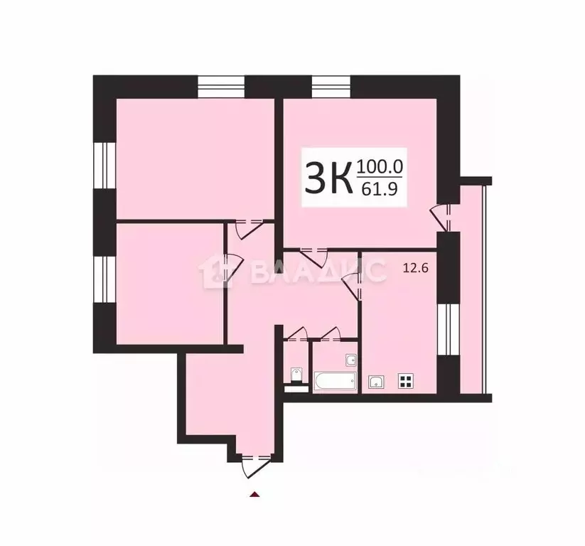 3-к кв. Вологодская область, Вологда ул. Южакова, 3 (100.0 м) - Фото 1