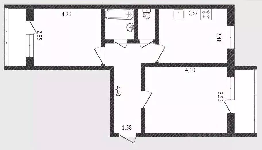 2-к кв. Ямало-Ненецкий АО, Новый Уренгой Сибирская ул., 63 (46.7 м) - Фото 0