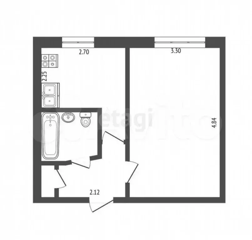 1-к. квартира, 29,5 м, 5/9 эт. - Фото 0