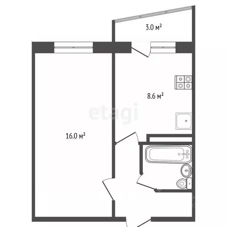 1-к кв. Алтайский край, Барнаул ул. 5-я Западная, 59 (31.5 м) - Фото 2