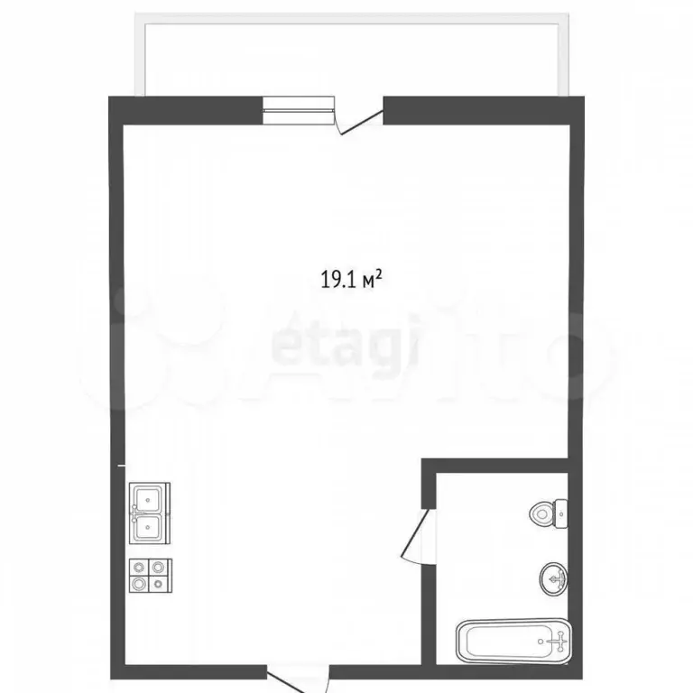 Квартира-студия, 19,1 м, 3/3 эт. - Фото 1
