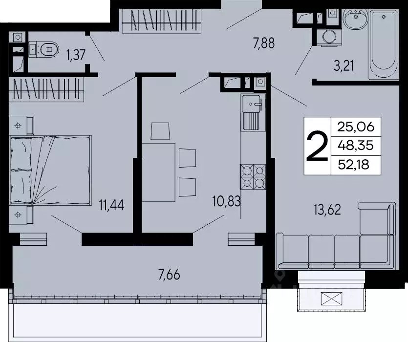 2-к кв. Адыгея, Майкоп 9 Мая ул. (52.18 м) - Фото 1
