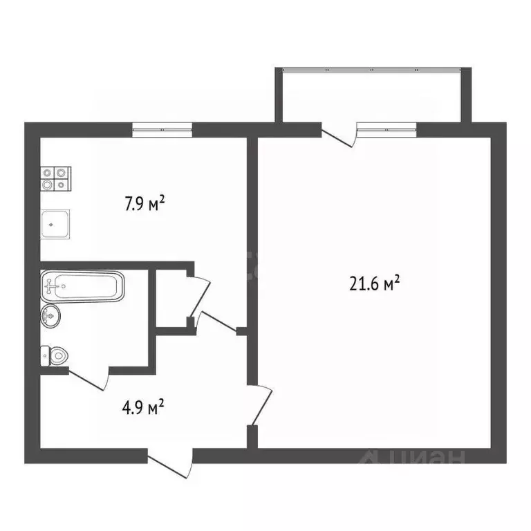 1-к кв. Воронежская область, Воронеж ул. Космонавтов, 24 (38.0 м) - Фото 2