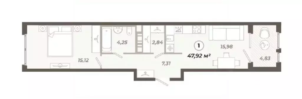 1-к кв. Санкт-Петербург ул. Коли Томчака, 21Д (47.92 м) - Фото 0