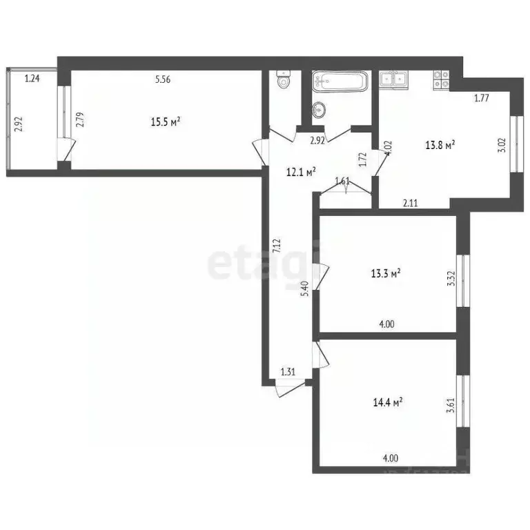 3-к кв. Ямало-Ненецкий АО, Пуровский район, Уренгой пгт, 5-й мкр 18А ... - Фото 2