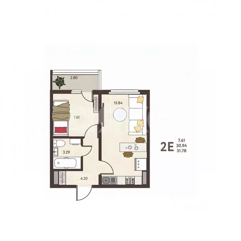 1-к кв. Липецкая область, Липецк ул. Механизаторов, 15А (31.78 м) - Фото 2