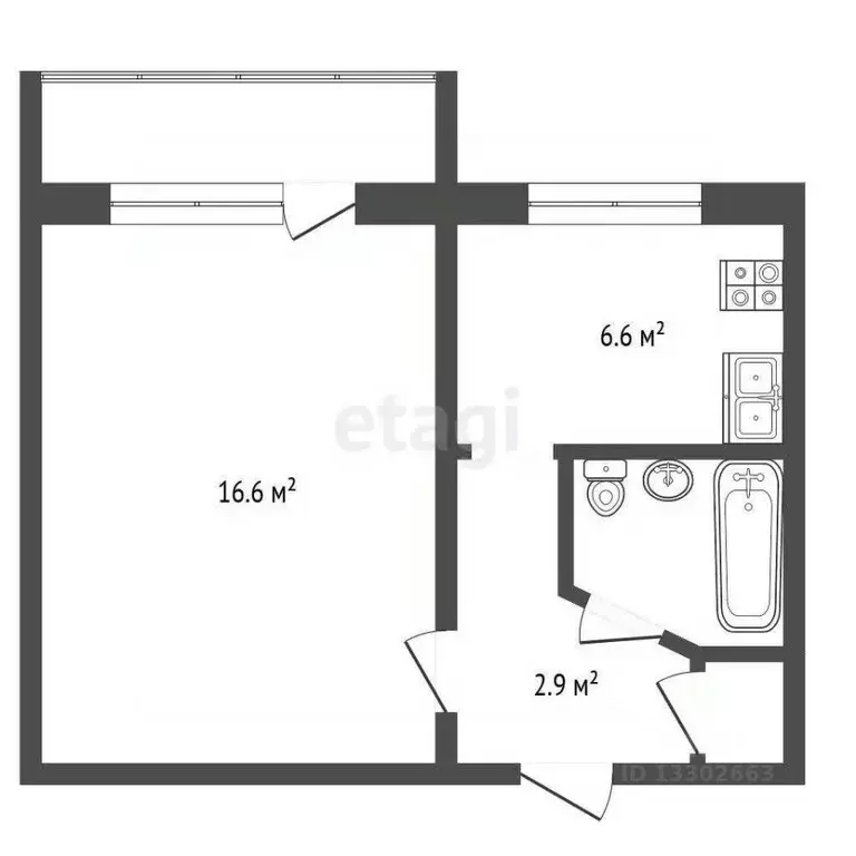 1-к кв. Ханты-Мансийский АО, Сургут ул. Островского, 2 (28.3 м) - Фото 1
