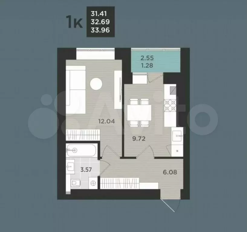 1-к. квартира, 34 м, 2/9 эт. - Фото 0