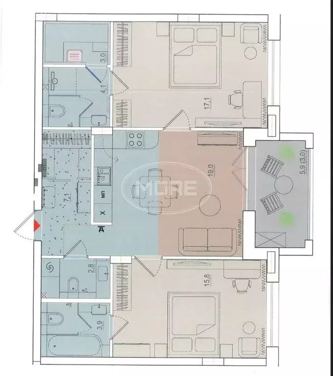 2-комнатная квартира: Калининград, улица Молодой Гвардии, 34 (73.4 м) - Фото 1