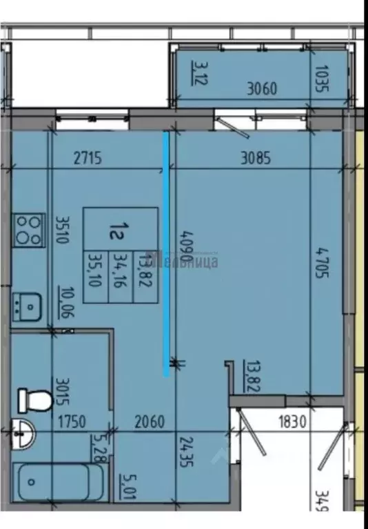 Студия Волгоградская область, Волгоград ул. Степанищева, 2А (34.2 м) - Фото 2